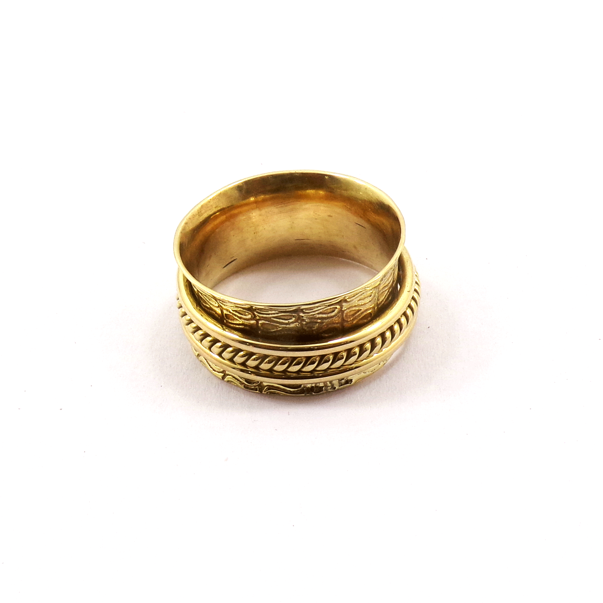 Ring Size - 9 Brass Spinner Ring S - BSPR998 18K Gold Plated Brass Honey Bee Wire Band Spinner Ring